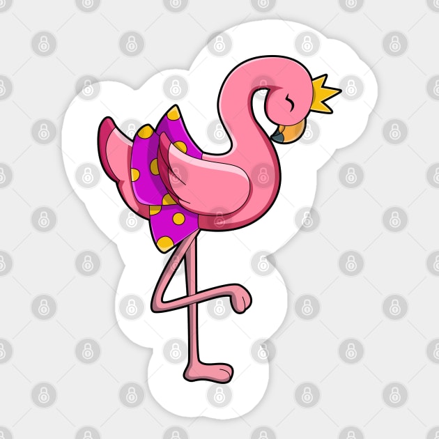 Flamingo with Crown & Skirt Sticker by Markus Schnabel